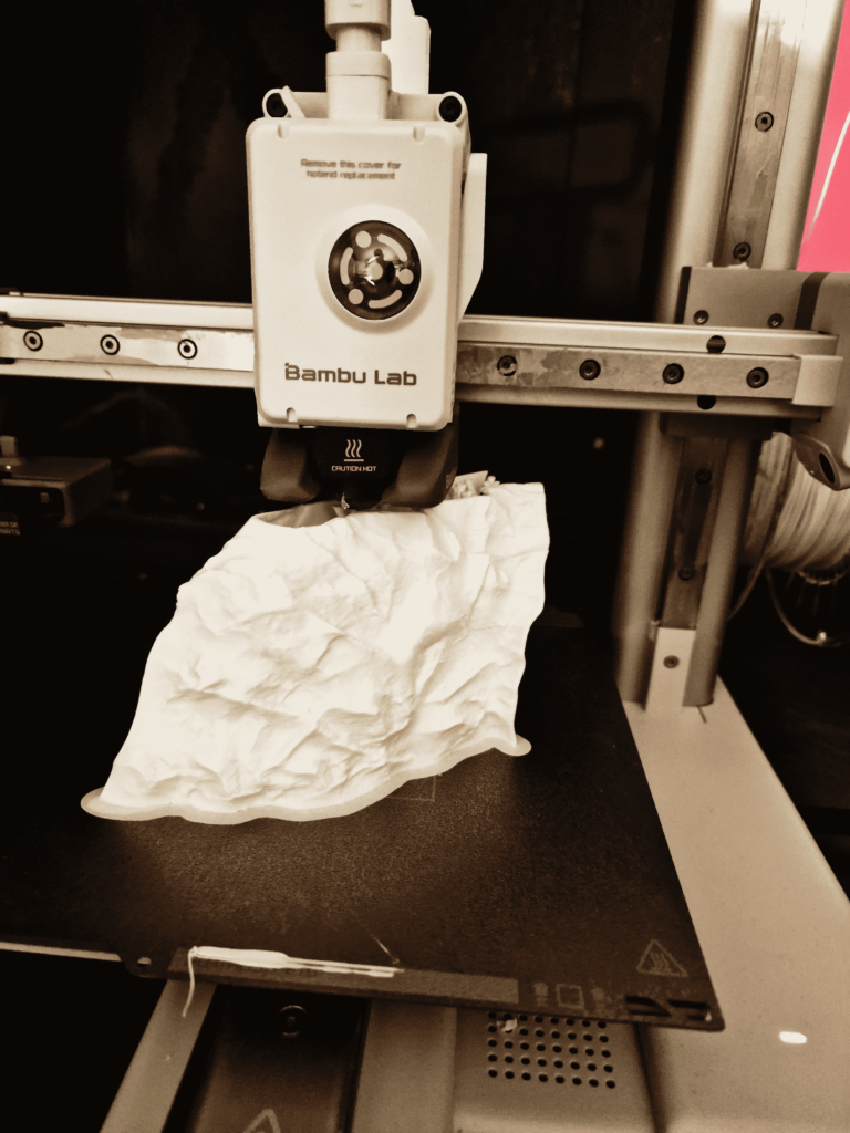 Completed 3D print on the Bambu Lab A1 Mini, demonstrating a Beginner-Friendly 3D Printer for PLA and PETG filaments.