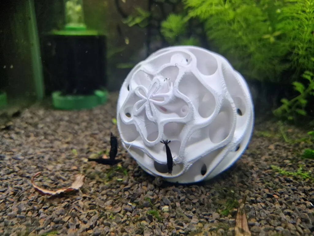A fish tank cave showcasing the endless 3d printing possibilities for shrimp hides