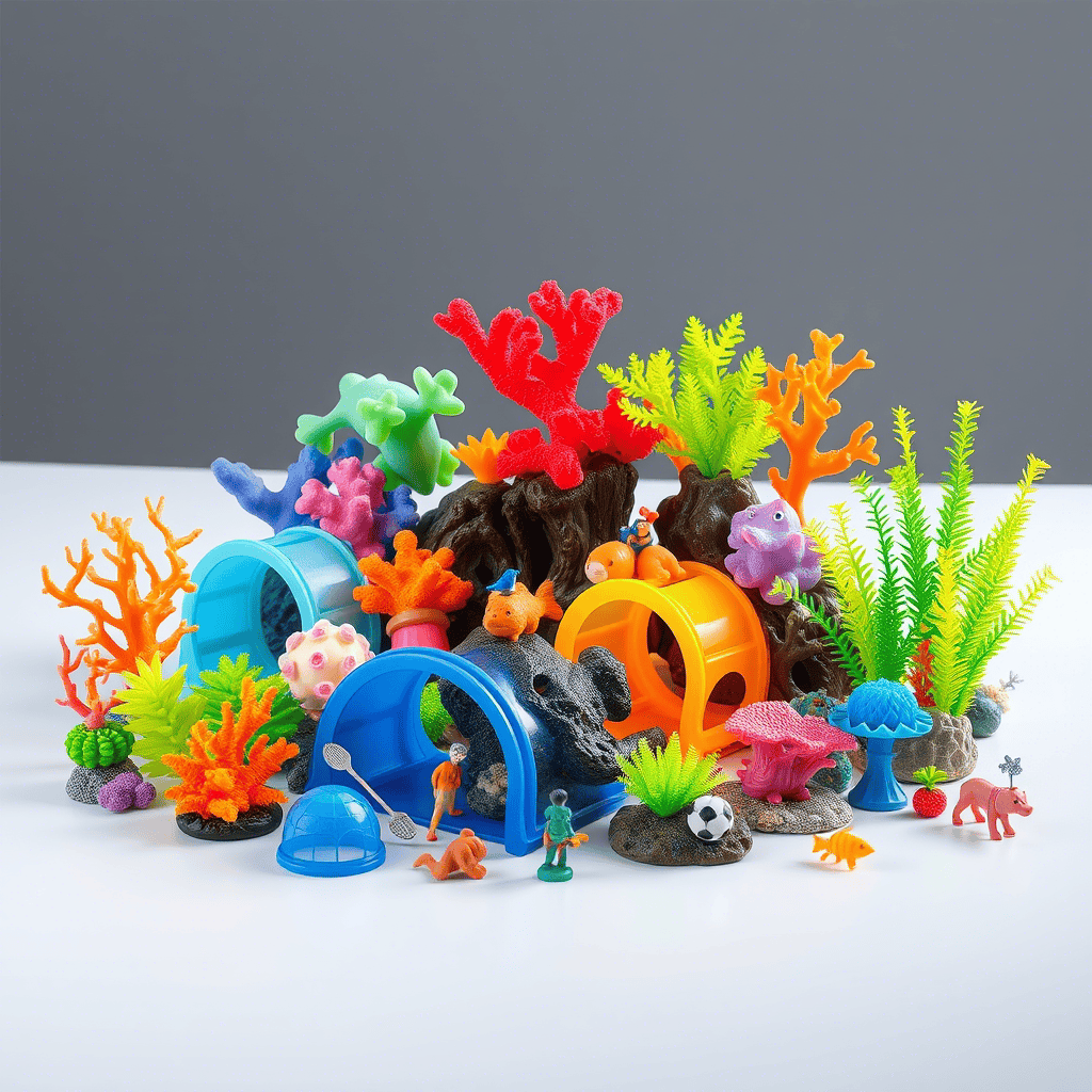 Colorful Aquarium decorations and functional parts printed from pla filament