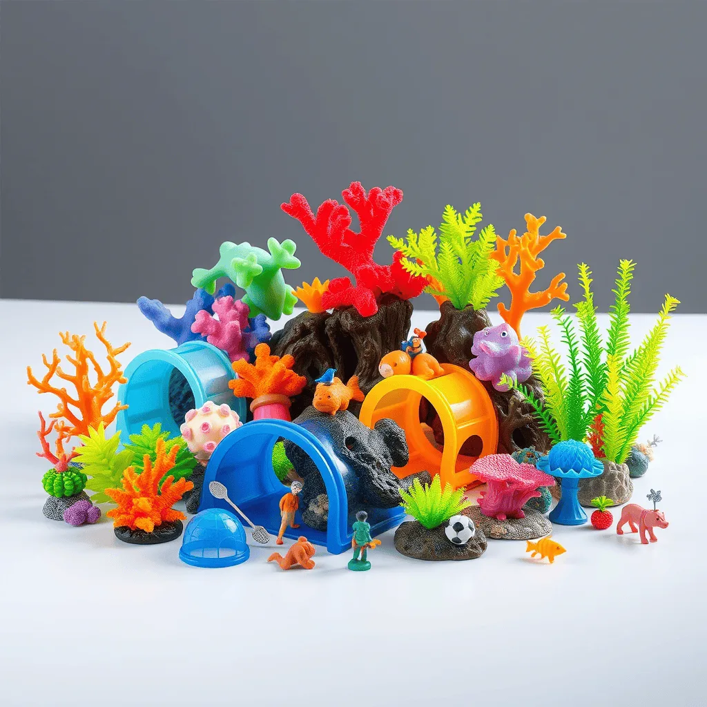 Colorful Aquarium decorations and functional parts printed from pla filament