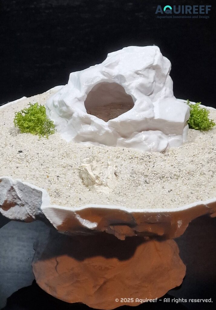 3d printed rocks - fish tank safe cheap hardscape ideas showcasing a natural rock style hiding cave for fish or shrimp