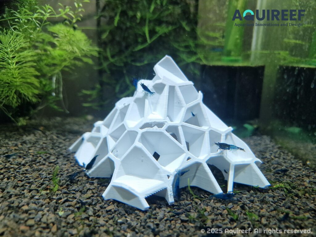 Aquireef3D Custom Print Blog showcasing the gyroid shrimp hideout 3d print stl aquarium 3 min 1