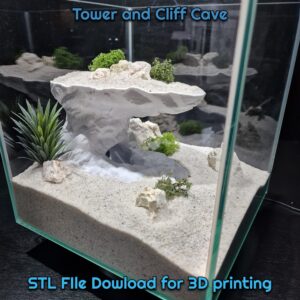 Printable Aquarium & Terrarium Cave STL | Vertical Cliff Hide with Shelter for Fish and Reptiles | Multi-Level Fish and Reptile Cliff