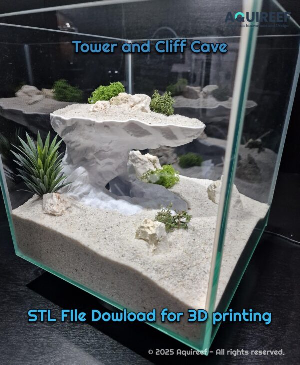 Printable Aquarium & Terrarium Cave STL | Vertical Cliff Hide with Shelter for Fish and Reptiles | Multi-Level Fish and Reptile Cliff