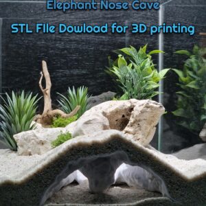 Aquarium & Terrarium Elephant Nose Tunnel Cave | 3D Printable Fish Tank and Terrarium Decor | Fish, Reptile, Gecko and Snake Hide STL