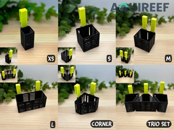 Aquarium Plant Holders, 8 Height Adjustable Designs & Sizes, Aquatic Plant Baskets, Hydroponic Growout Pot | 3D Printable STL File - Image 2