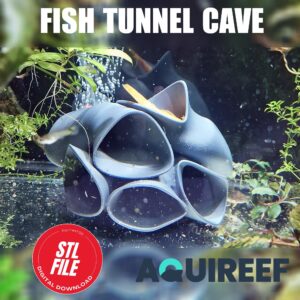 Aquarium Fish Tunnel Cave Hide, Pleco, Cichlid, Corydoras catfish, Loach Shelter, Shrimp Cave, 3D Printable Fish Tank Futuristic Decor STL