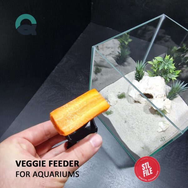 Veggie Clip for Aquarium, Fish Food Holder, Cucumber Hook for Plecos, Shrimp & Snails | 3D Printable STL