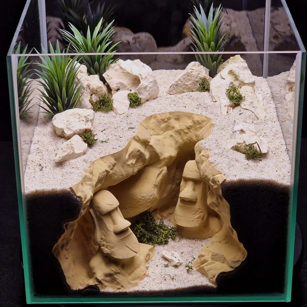 Aquireef3D Custom Print Blog showcasing the Easter Island 3D printed cave 2 by Aquireef3D min