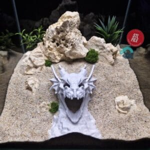 Dragon Skull Aquarium Cave, Fantasy Reptile Hideout, Gothic Aquascape Decor, Vivarium Shelter, Terrarium Ornament | The Dragono Cave 3D Printable STL File