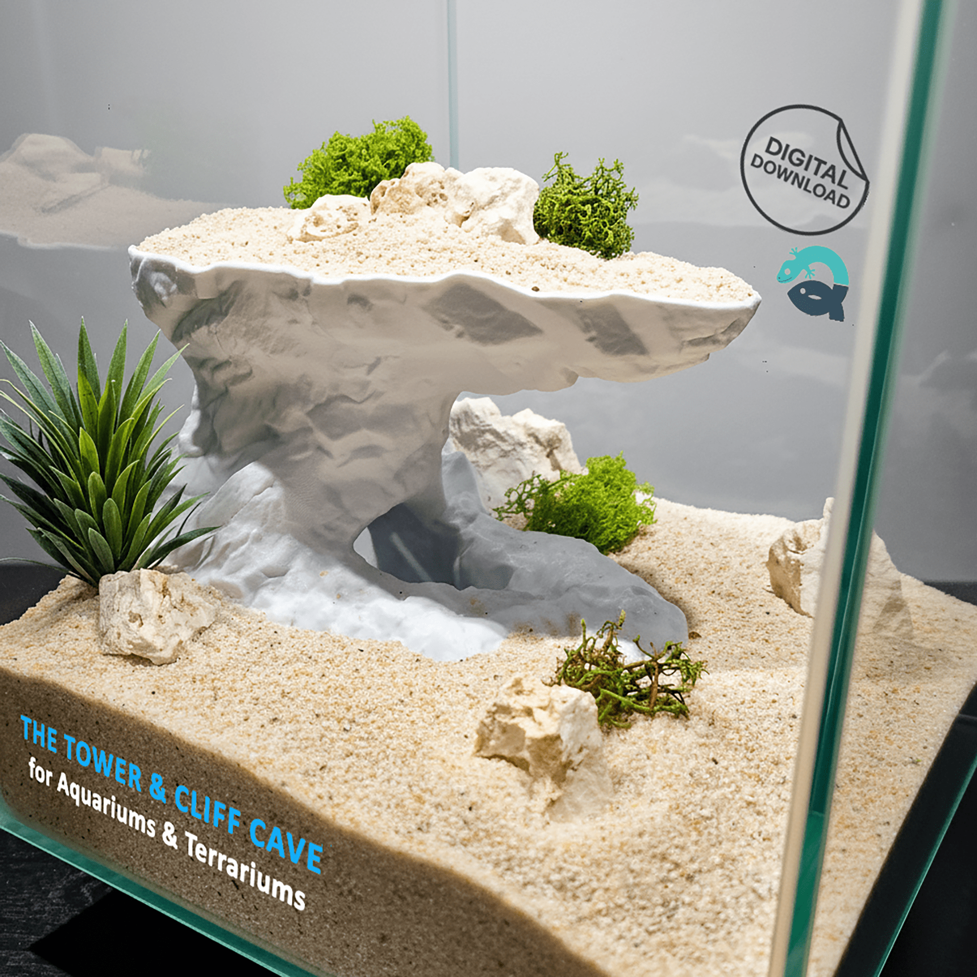 Aquarium and Terrarium Tower & Cliff Cave , Vertical Cliff Hide Shelter for Fish and Reptiles, Multi Level Critter Hide | Tower & Cliff Cave 3D Printable STL File