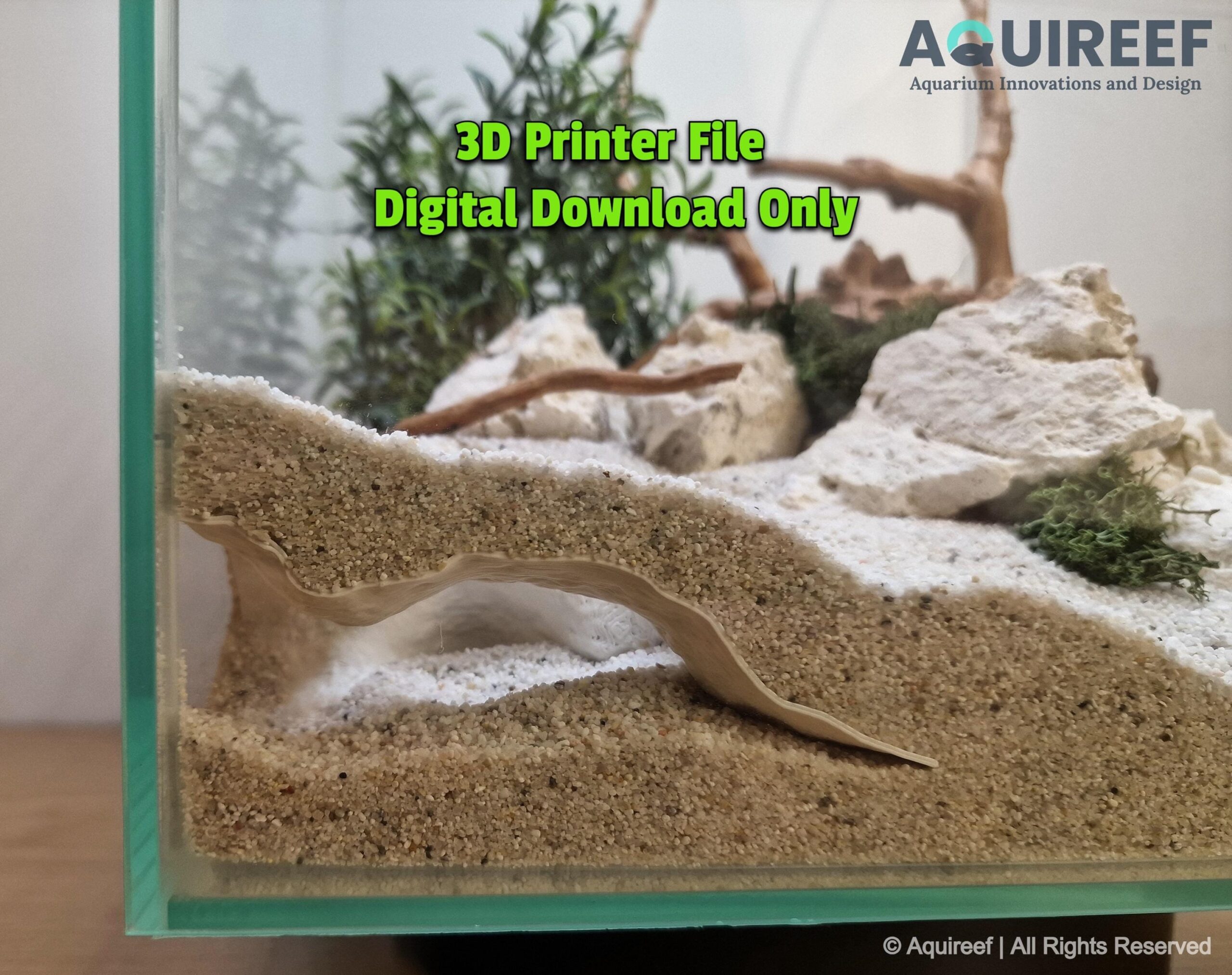 Aquarium & Terrarium Corner Cave - Critter Hide Zone, Natural Tank Corner Decor, Aquascaping Accessory | The Sea Flow Cave 3D Printable STL File