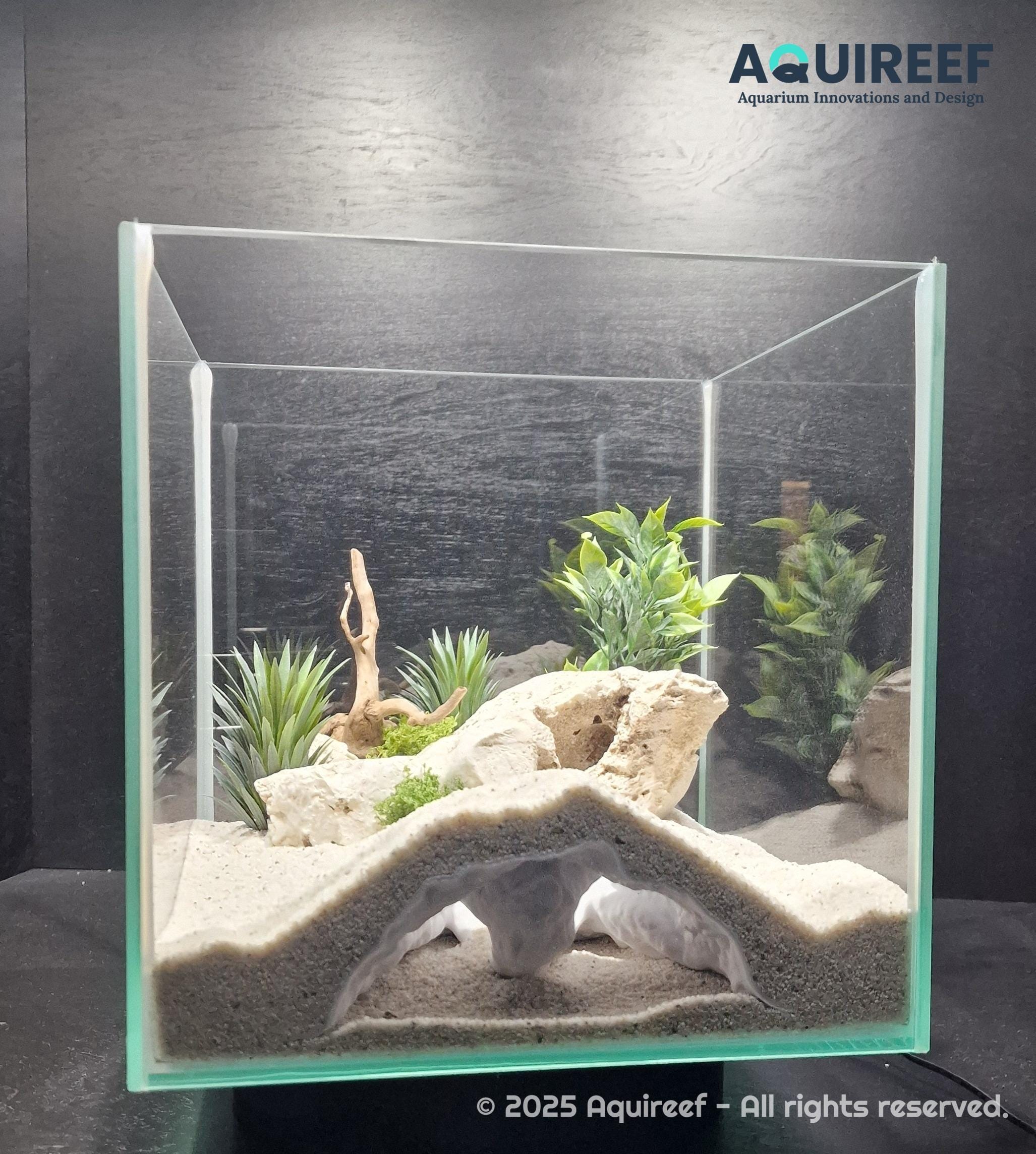 Aquarium & Terrarium Middle Size Decor Cave - Fish, Reptile, Gecko and Snake Hide with Two Observation Openings  | Mistfall Cavern 3D Printable STL File - Image 4