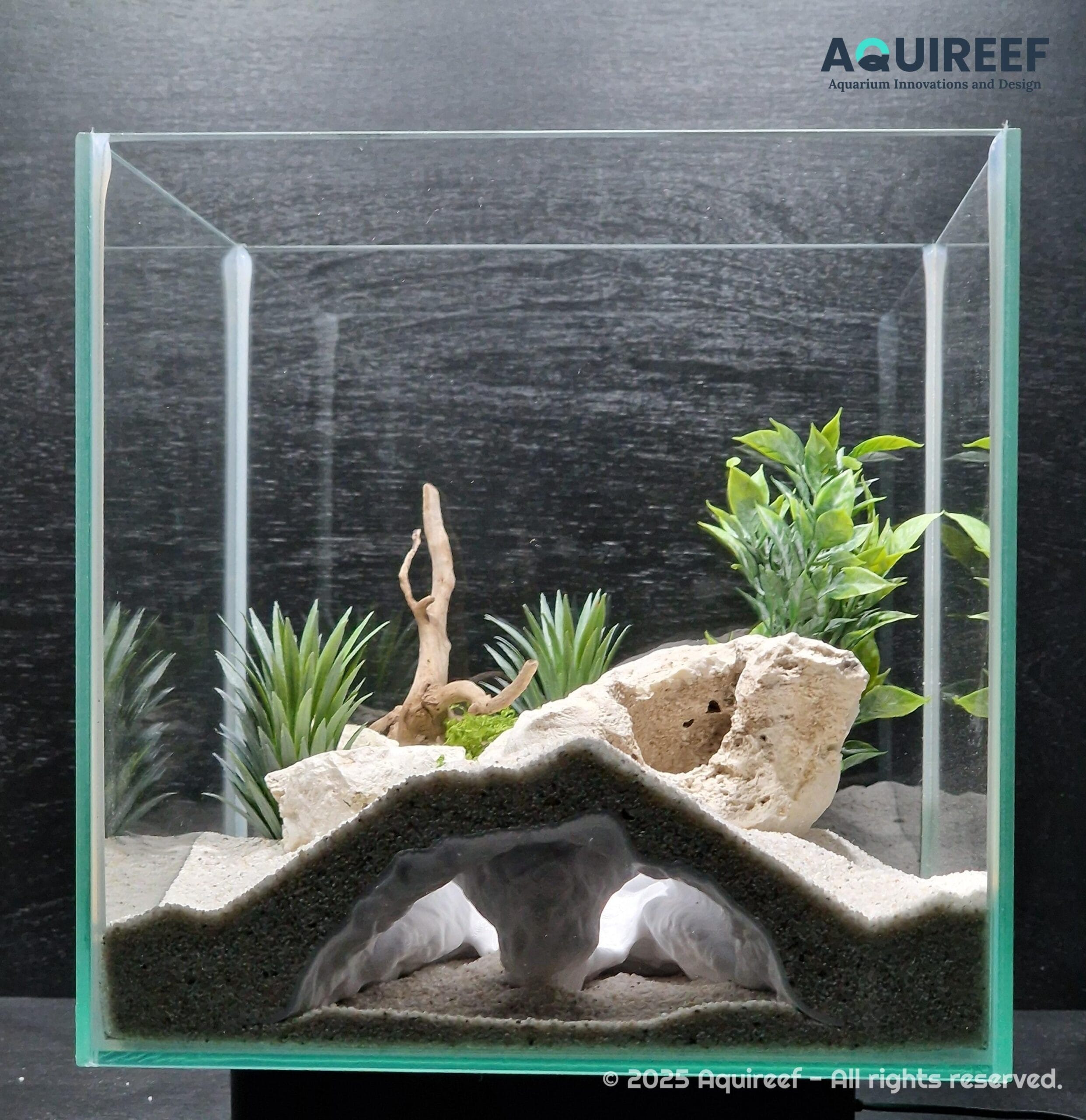 Aquarium & Terrarium Middle Size Decor Cave - Fish, Reptile, Gecko and Snake Hide with Two Observation Openings  | Mistfall Cavern 3D Printable STL File - Image 3