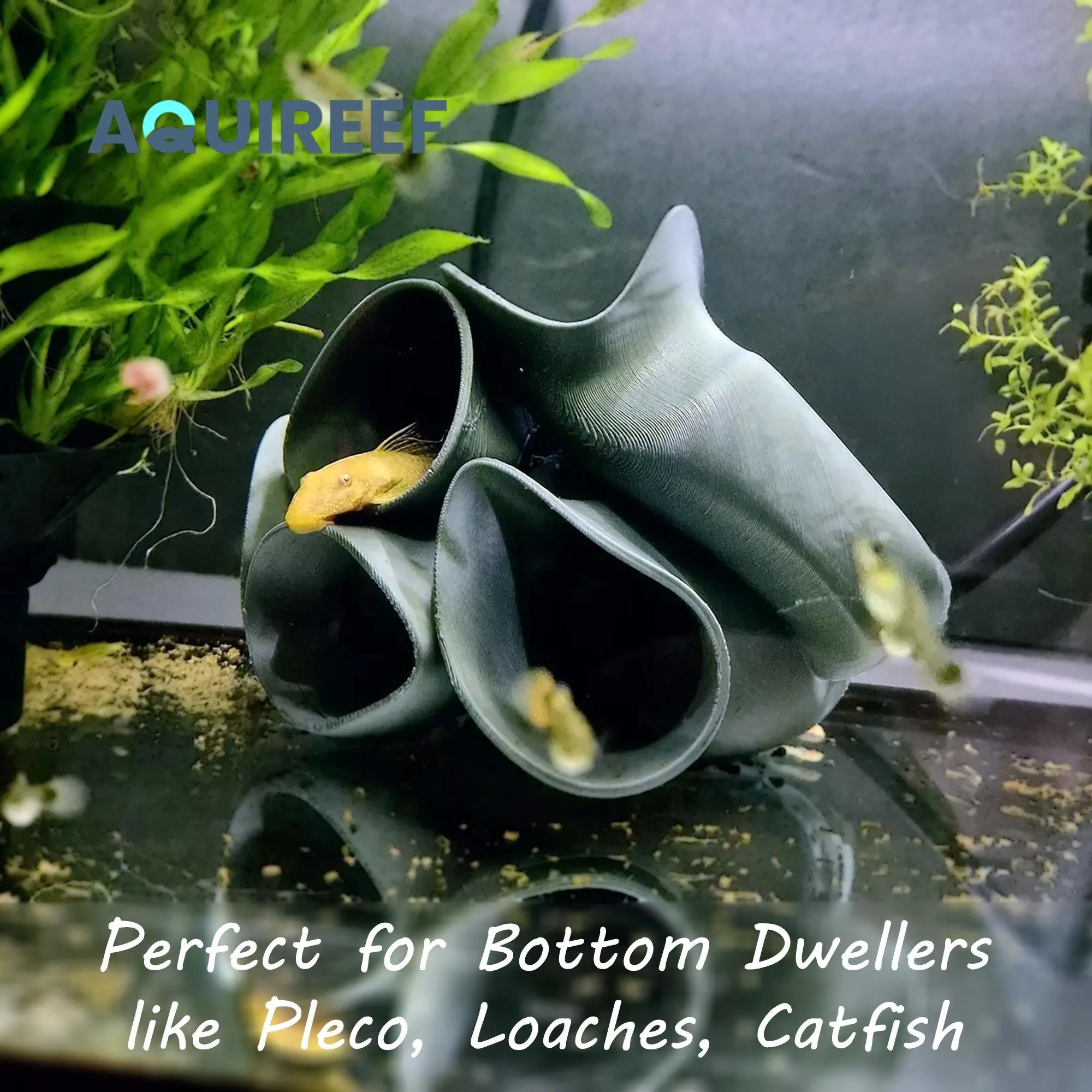 Underwater Fish Hide Cave: Pleco, Cichlid, Corydoras Catfish, Loach and Shrimp Shelter Cave, Fish Tank Futuristic Decor | Pleco Hotel 3D Printable STL File - Image 2