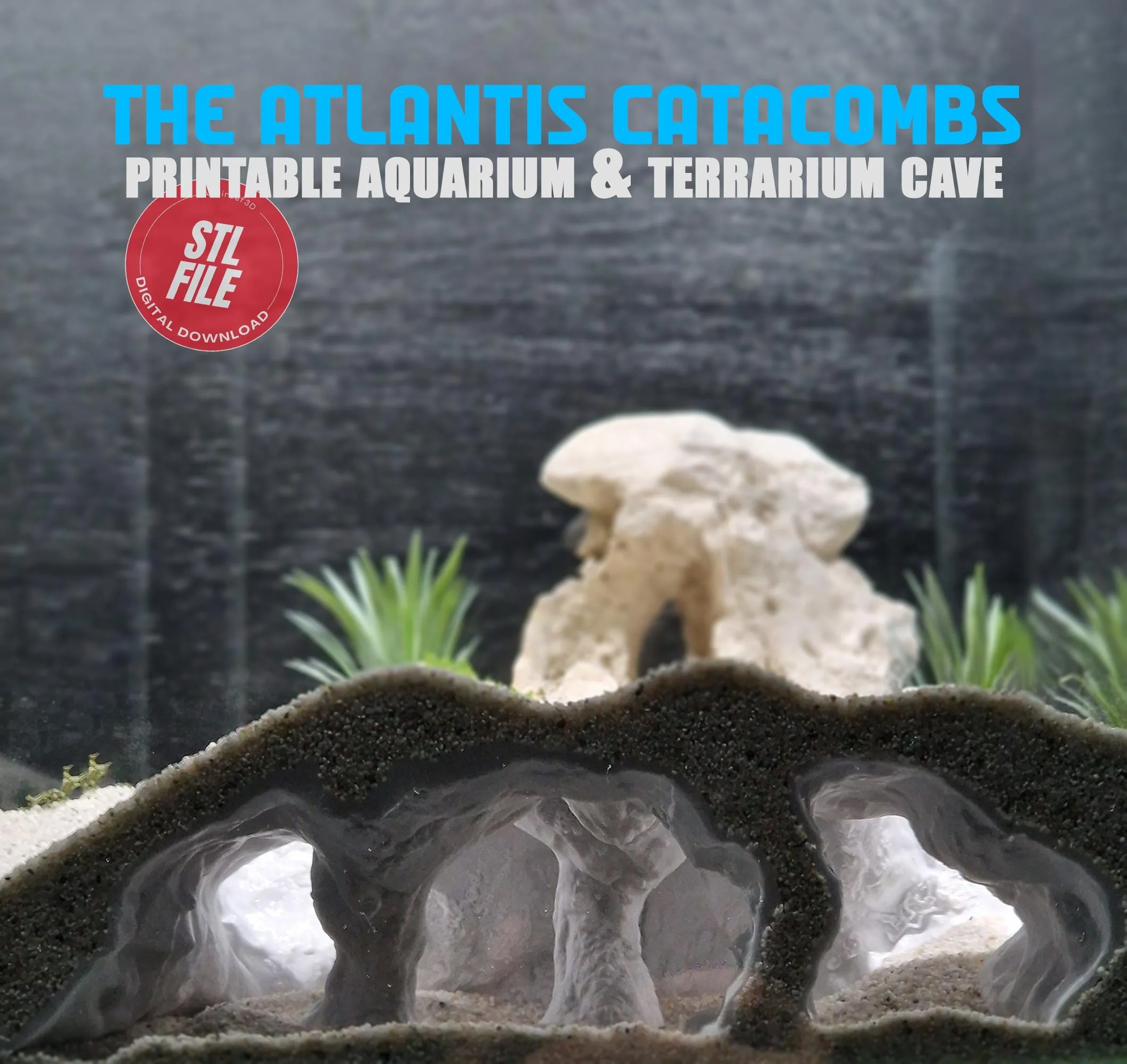 Aquarium & Terrarium Centerpiece Decoration - a Mythic Historical Cave for Pet Hide, Rest, Exploration and Observation | The Atlantis Catacombs Cave 3D Printable STL File
