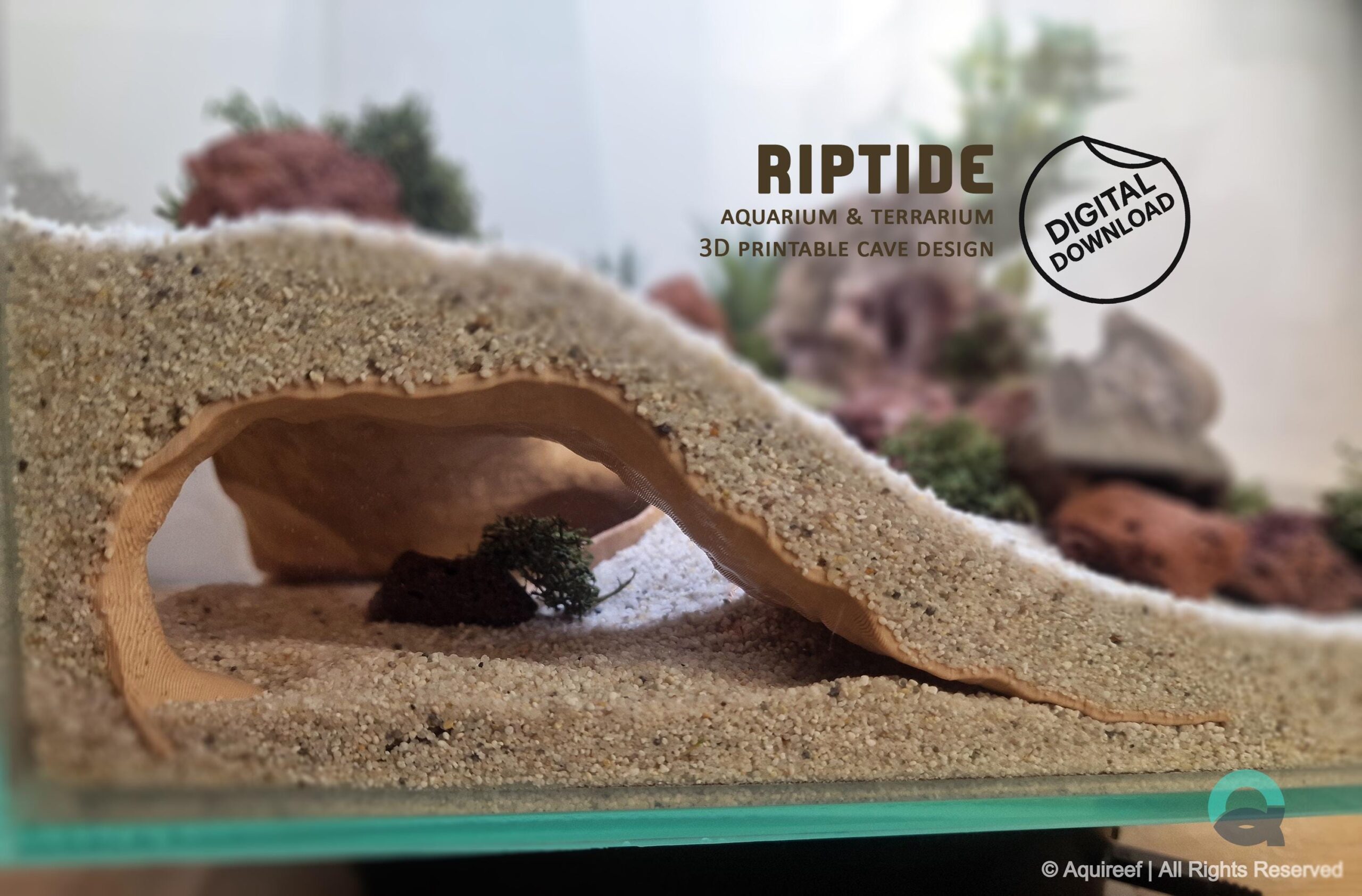 Aquarium & Terrarium Functional Corner Decor Cave - Pet Shelter and Rest Zone, Aquascaping Accessory | The Riptide Cave 3D Printable STL File
