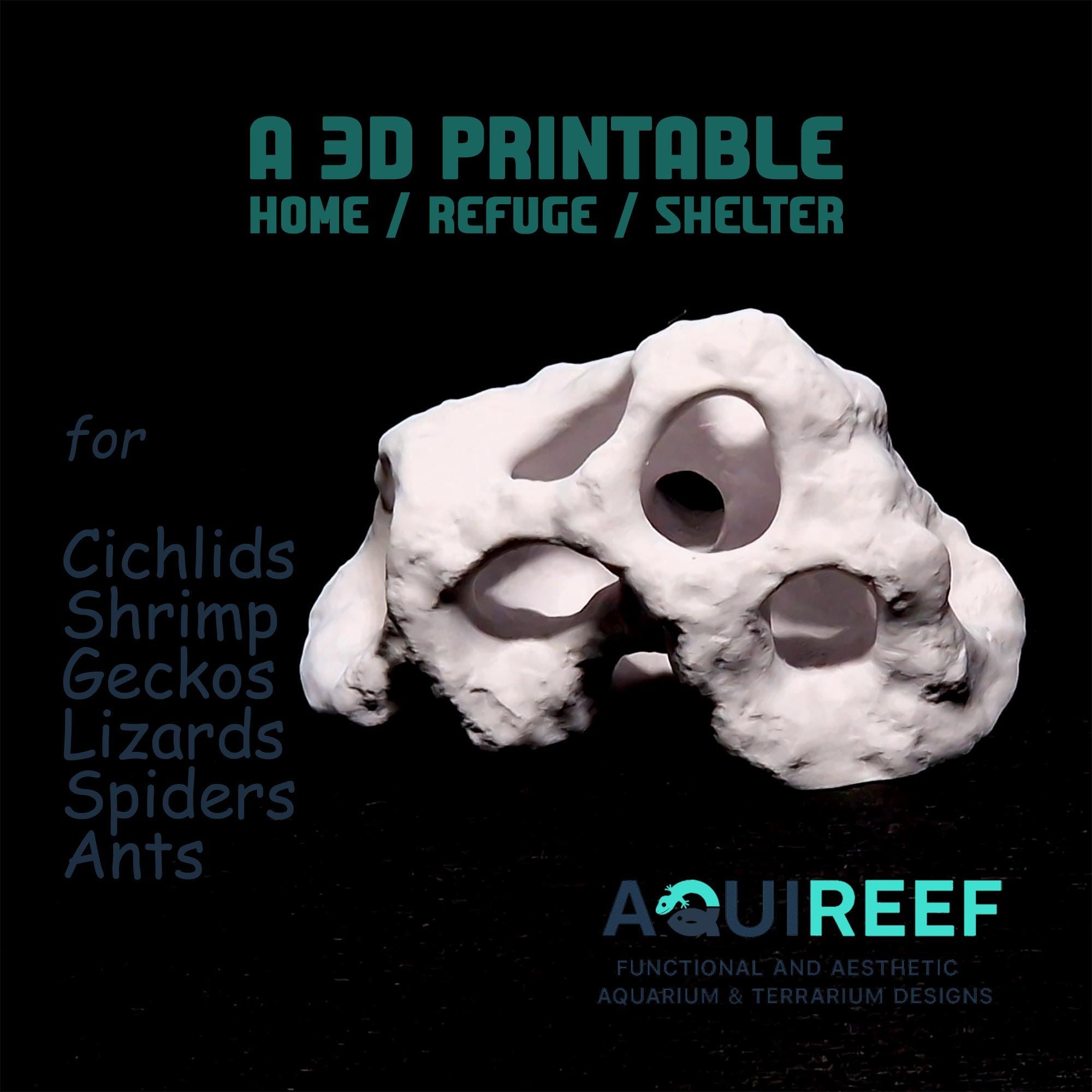 Aquarium & Terrarium Critter Cave, Above Ground Pet Hide, Aquscaping Accessory | The Shellspire Cavern 3D Printable STL File - Image 8