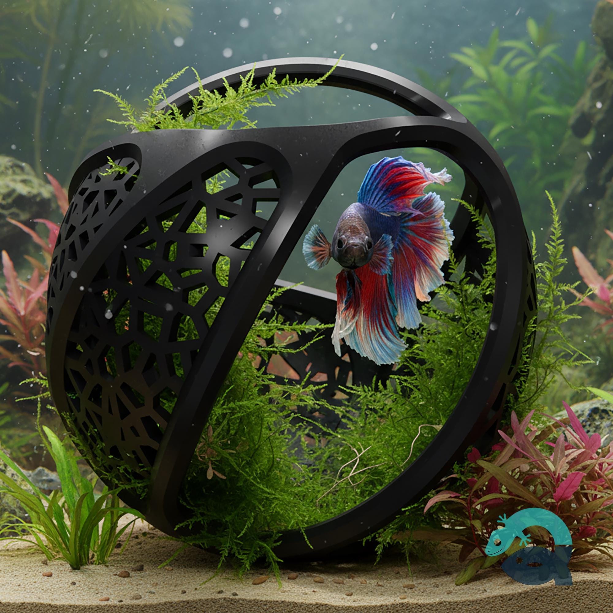 Betta Cave Hammock - Floating, Mounted and Free Placement Aquarium Fish Resting Cave, Modern Betta Fish Hide and Playground | Betta Hammock 3D Printable STL File - Image 4