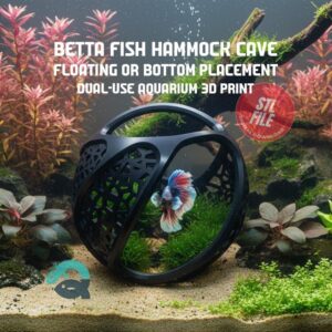 Betta Cave Hammock - Floating,  Mounted and Free Placement Aquarium Fish Resting Cave, Modern Betta Fish Hide and Playground | Betta Hammock 3D Printable STL File