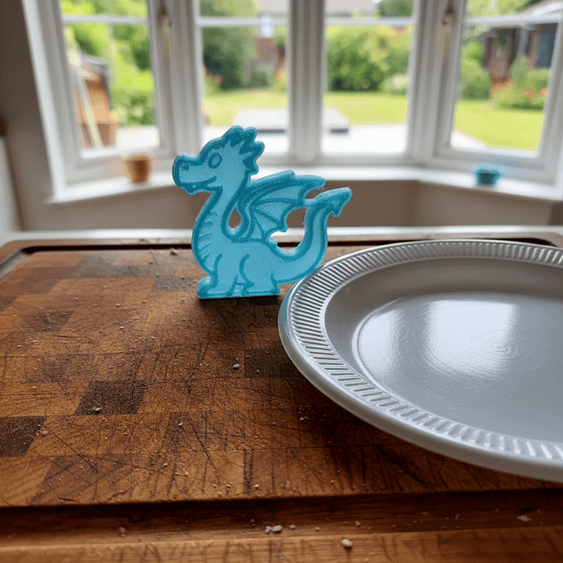 A scratched wooden cutting board vs food safe 3d print - cookie cutter