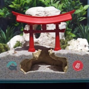 Torii Gate Aquarium Hide – Japanese Zen Shrine Fish, Shrimp, Reptile, Spider, Amphibian Tank Decor
