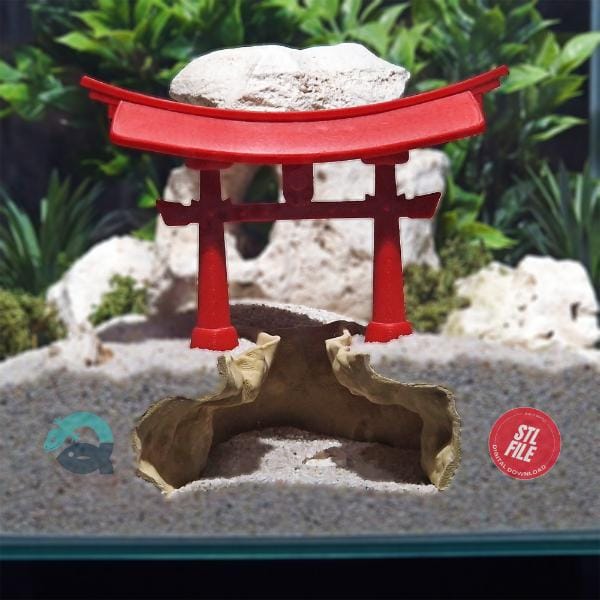 Torii Gate Aquarium Hide – Japanese Zen Shrine Fish, Shrimp, Reptile, Spider, Amphibian Tank Decor